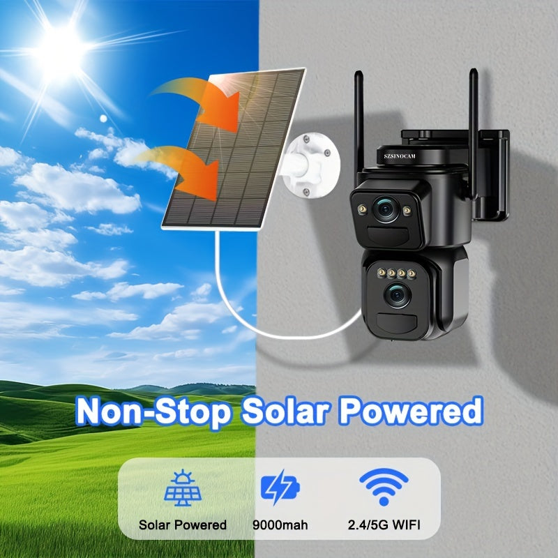 Security Camera with LED Spotlight with 360Ã‚Â° Solar LED
