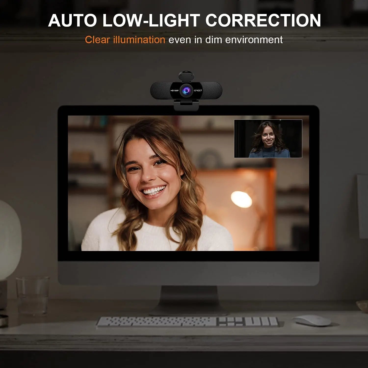 1080P HD USB Webcam Dual Noise-Canceling Mics Black